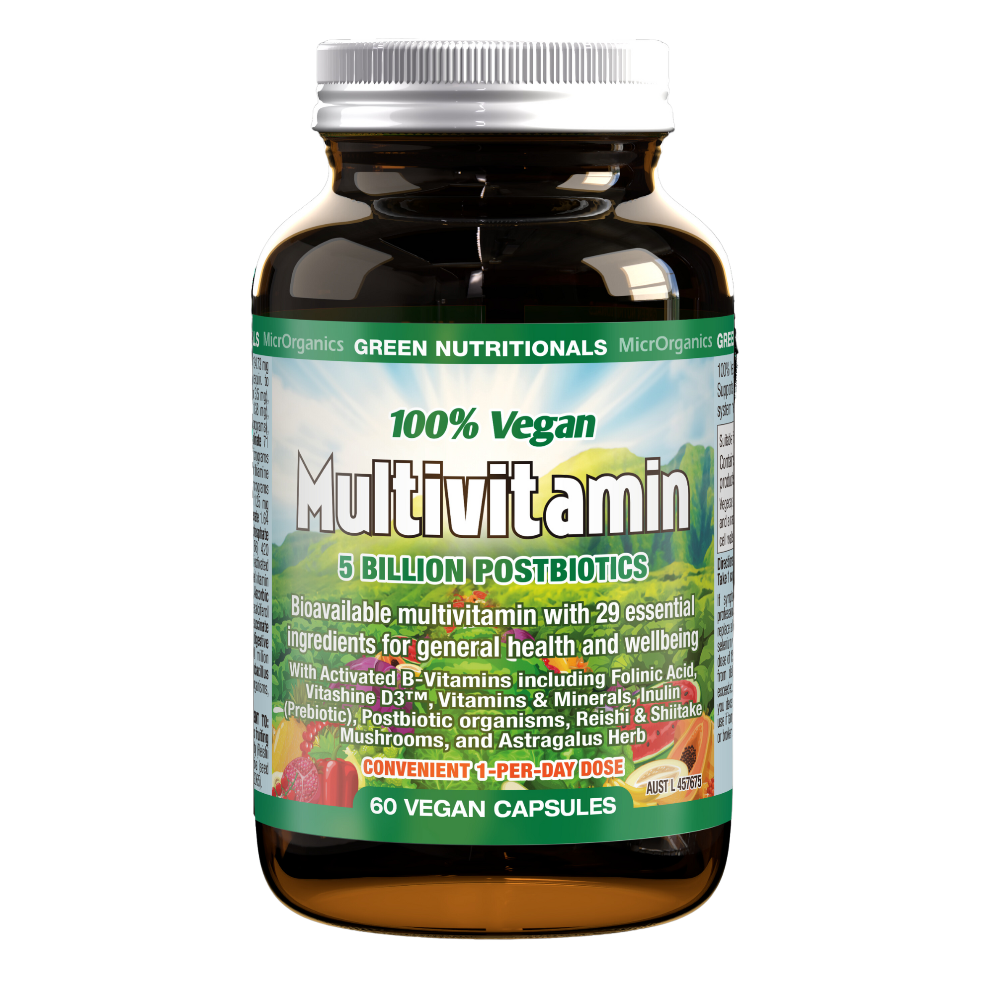 GREEN NUTRITIONALS 100% VEGAN MULTIVITAMIN 60VC