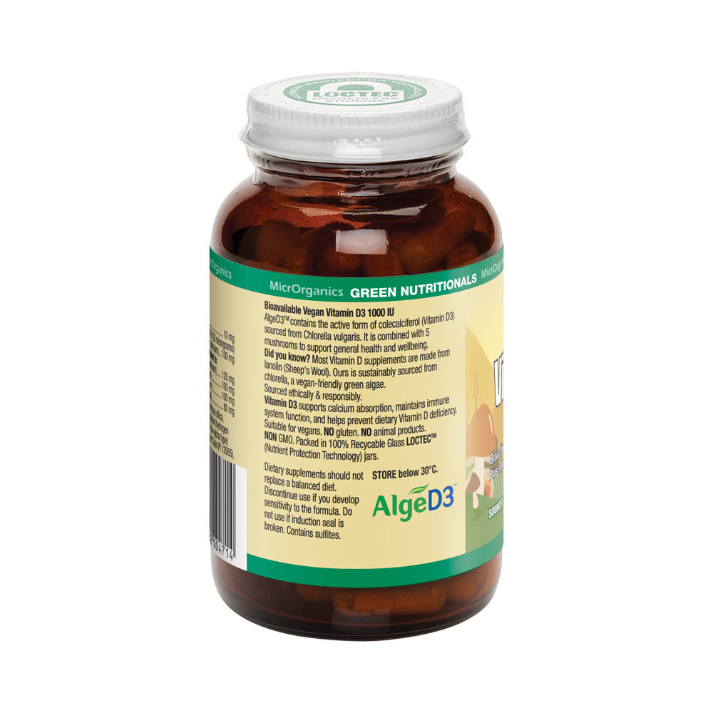 Green Nutritionals Vegan Vitamin D3 1000IU + Mushrooms 60vc