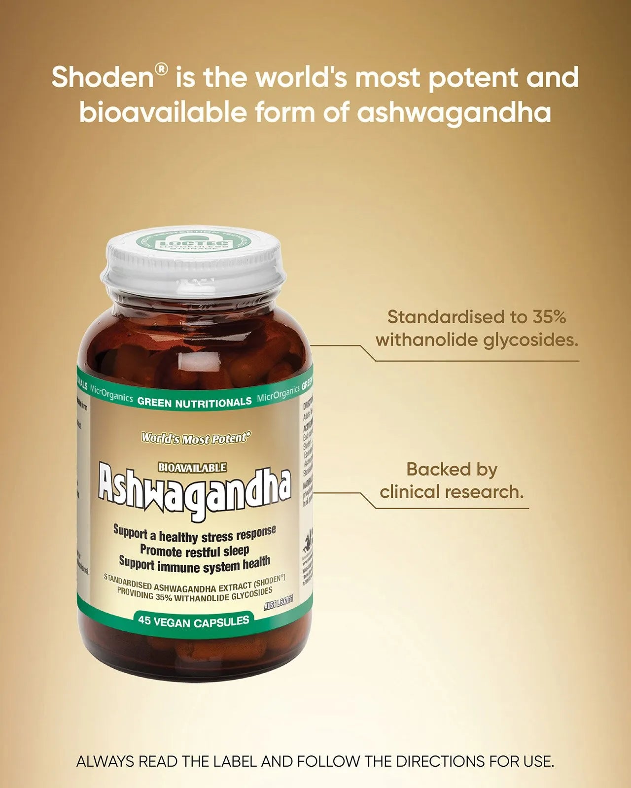 Green Nutritionals Bioavailable Ashwagandha 45vc