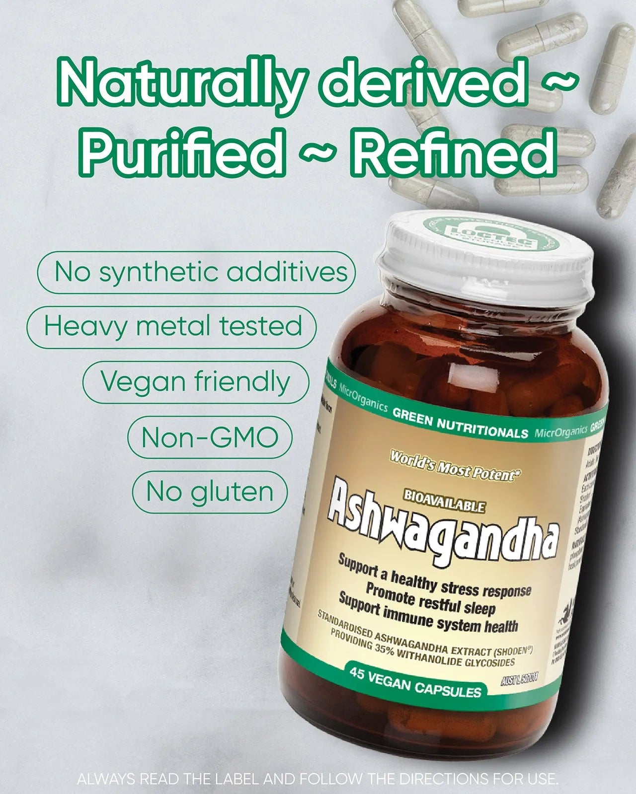 Green Nutritionals Bioavailable Ashwagandha 45vc