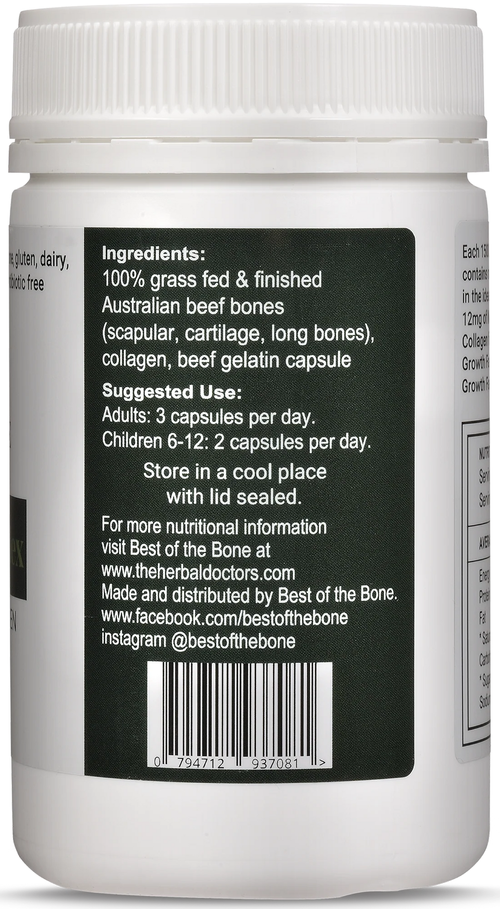 Best of the Bone Whole Bone Complex Natural Calcium & Collagen 120c