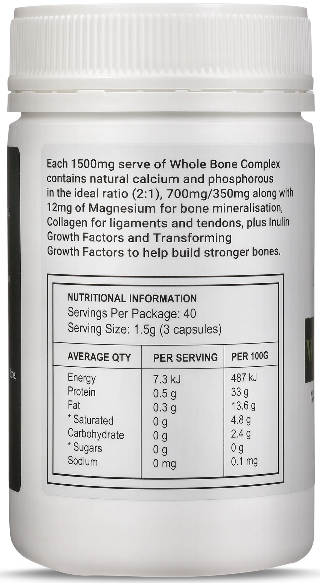 Best of the Bone Whole Bone Complex Natural Calcium & Collagen 120c