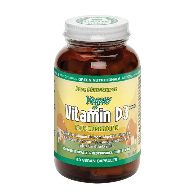 Green Nutritionals Vegan Vitamin D3 1000IU + Mushrooms 60vc